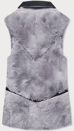 Elegancka kamizelka ekoskóra i futro szara (br9593-102)