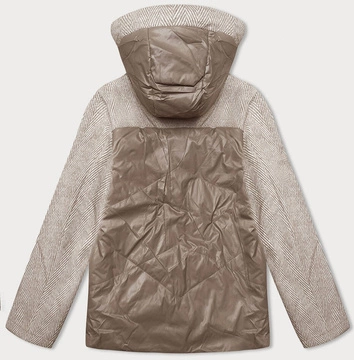 Luźna kurtka z odpinanym kapturem Vaston camel-melanż (SJ218-036#)