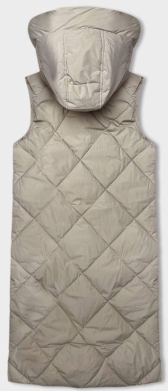 Długa kamizelka damska oversize jasny beż (5M3165-62)