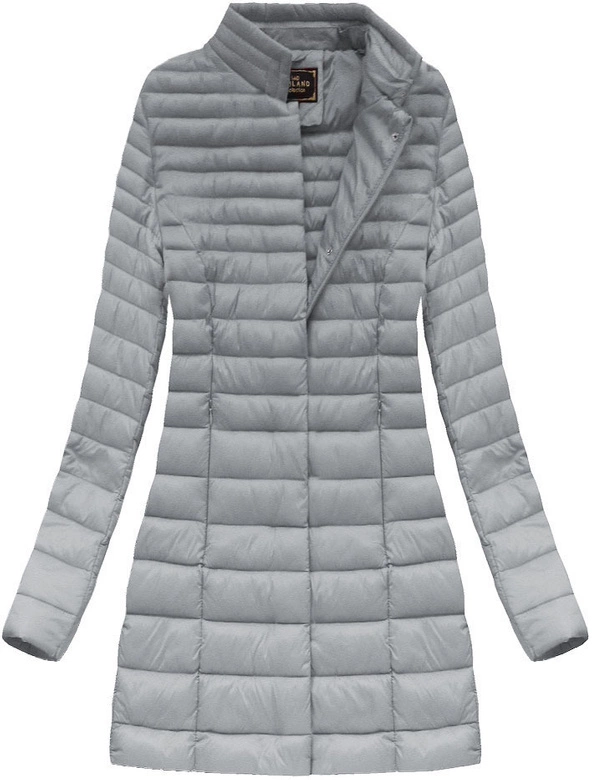 DŁUŻSZA PIKOWANA KURTKA Z KAPTUREM SZARA (7240)