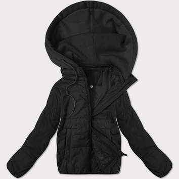 Krótka kurtka damska z dzianinowym kapturem J Style czarna (16M9236-392)