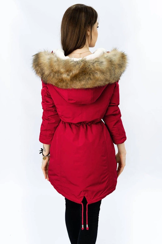 DAMSKA PARKA ZIMOWA NA MISIU CZERWONA (W378)
