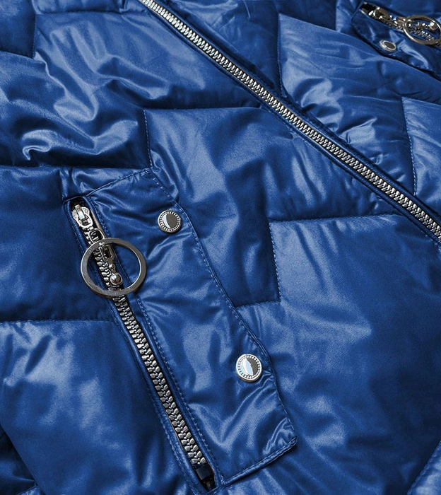 Kurtka damska z kapturem chabrowo/czarna (bh2003big)