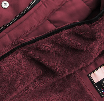 BAWEŁNIANA PARKA Z PODPINKĄ BORDOWA (W633)
