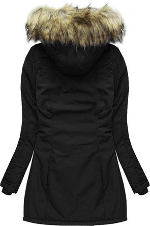 KURTKA ZIMOWA Z KAPTUREM CZARNA (7631)