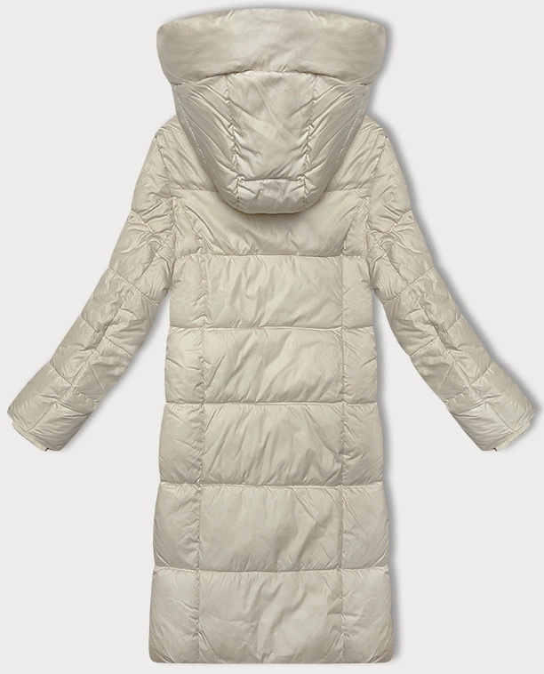 Zimowa kurtka damska z kapturem Glakate ecru (LU-24246#)