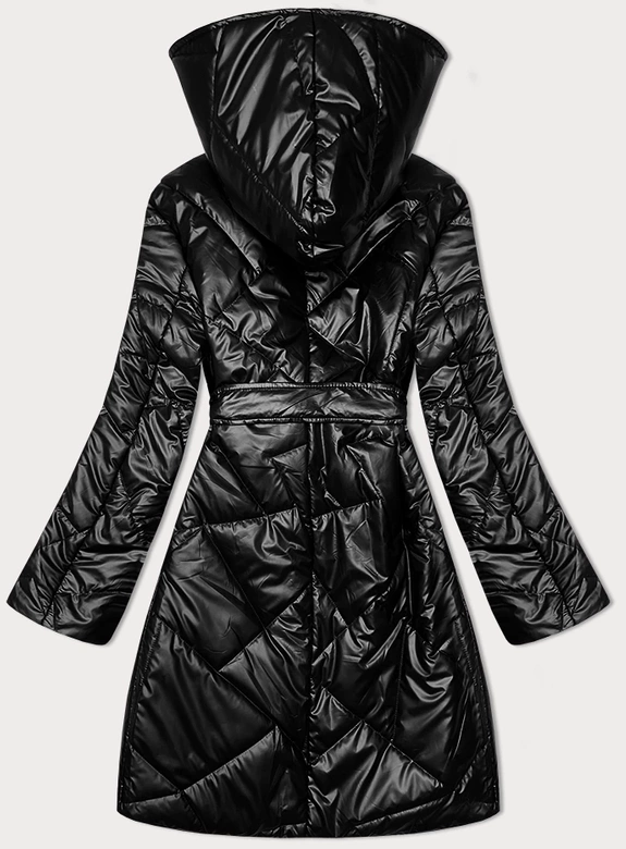 Pikowana kurtka z paskiem S'West czarna (B8249-B8318-1)