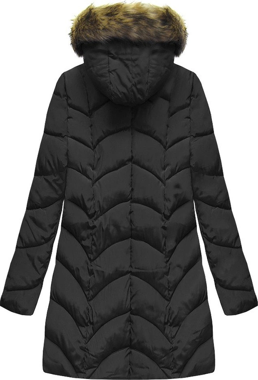 PIKOWANA KURTKA Z KAPTUREM CZARNA (X1801X)