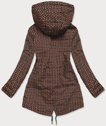 Dwustronna kurtka parka damska khaki-brązowa (xw581bigx)