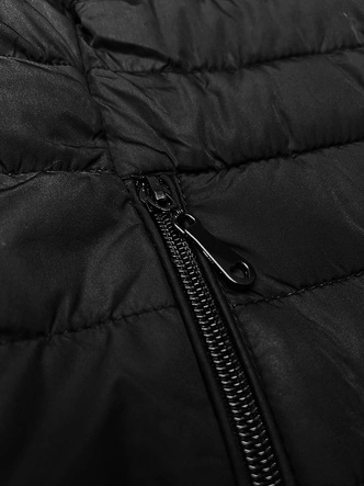 Pikowany bezrękawnik damski z kapturem J style czarny (16M9152-392)