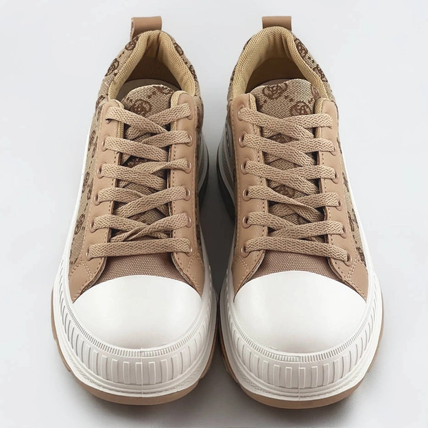 Trampki na grubej podeszwie ciemnobeżowe (s067)