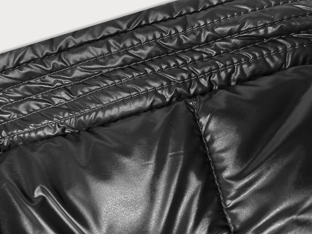 Gruba dwustronna kurtka zimowa damska czarny-ecru (V767)