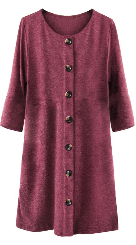 SUKIENKA Z GUZIKAMI I BUFIASTYMI RĘKAWAMI BORDOWA (233ART)