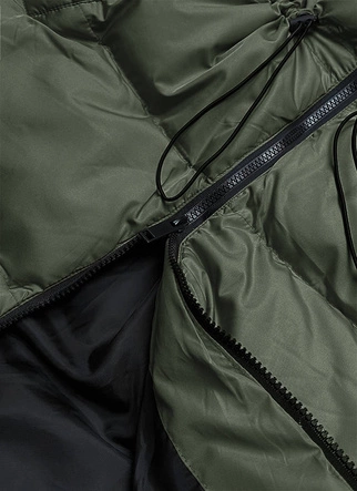 PUCHOWA KAMIZELKA DAMSKA Z KAPTUREM KHAKI (738ART)