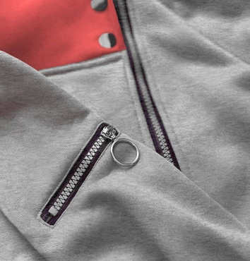 DWUKOLOROWA BLUZA DRESOWA DAMSKA SZARO-ŁOSOSIOWA (AMG810)