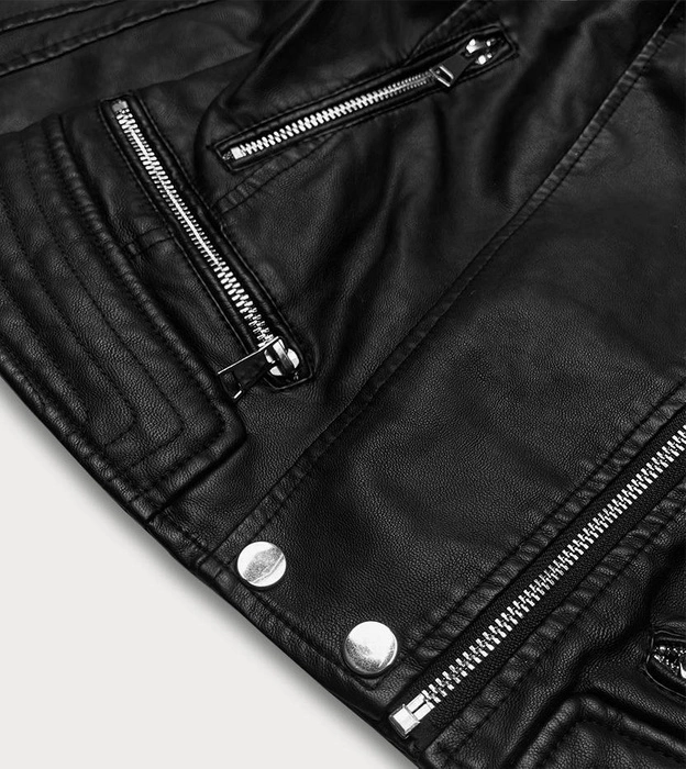 Damska kurtka z ekoskóry czarna (11Z8030)