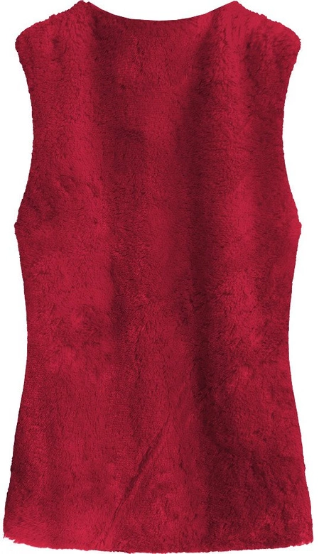 KAMIZELKA ZE SZTUCZNEGO FUTERKA CZERWONA (525ART)