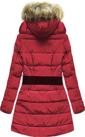 PIKOWANA KURTKA Z PUCHEM NATURALNYM CZERWONA (X1212X)