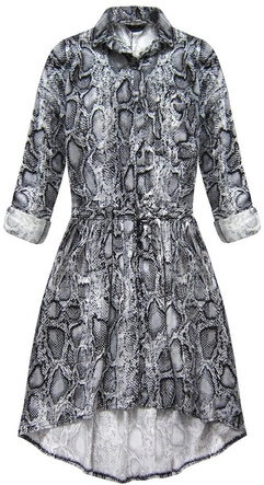 SUKIENKA KOSZULOWA W WĘŻOWY WZÓR SZARA (132ART)