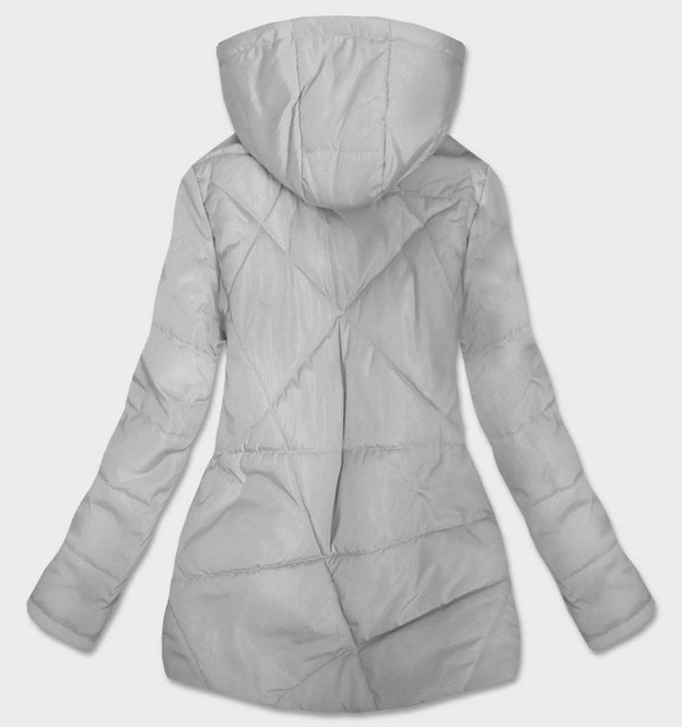 CIENKA KURTKA DAMSKA Z ASYMETRYCZNYM DOŁEM SZARA (B9532)