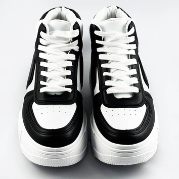 Damskie sneakersy za kostkę biało-czarne (ms-52)