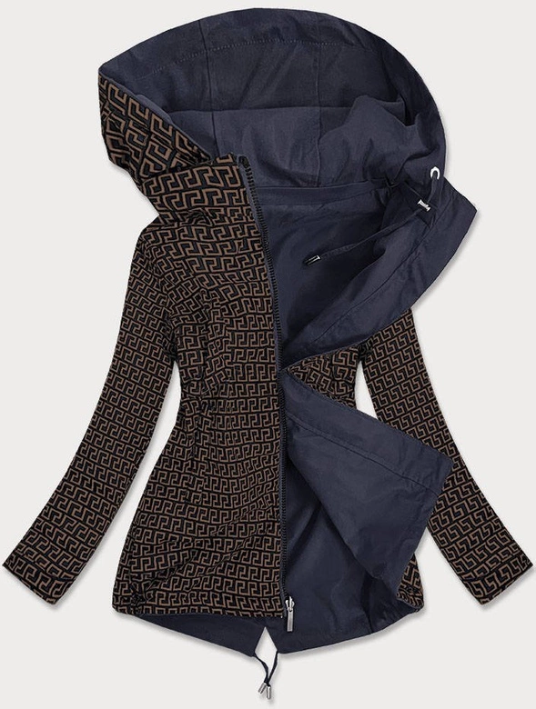 Dwustronna kurtka damska granatowo-brązowa (w507big)