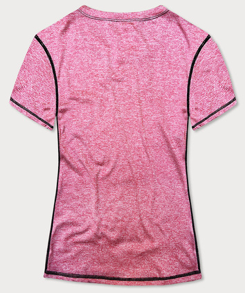 Sportowy t-shirt damski z ozdobnymi przeszyciami różowy (A-2166)