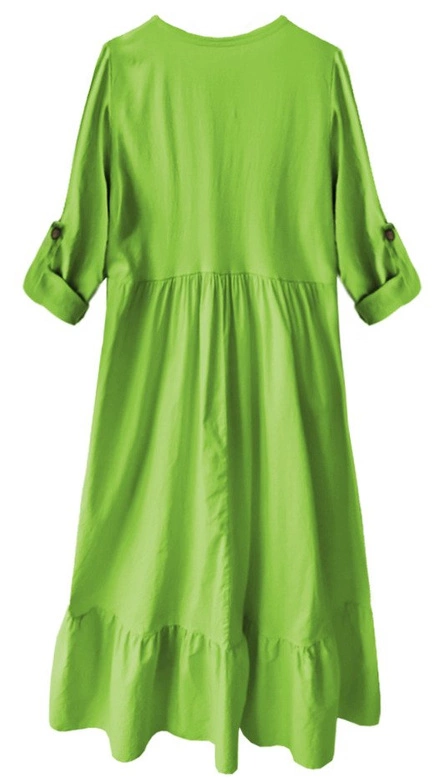 BAWEŁNIANA SUKIENKA OVERSIZE LIMONKOWA (278ART)
