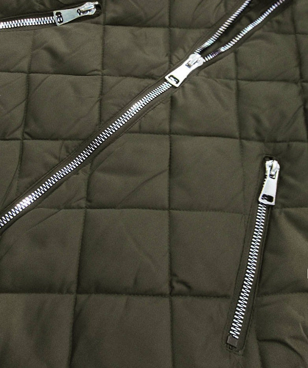 Pikowana kurtka damska zimowa khaki (lf808)