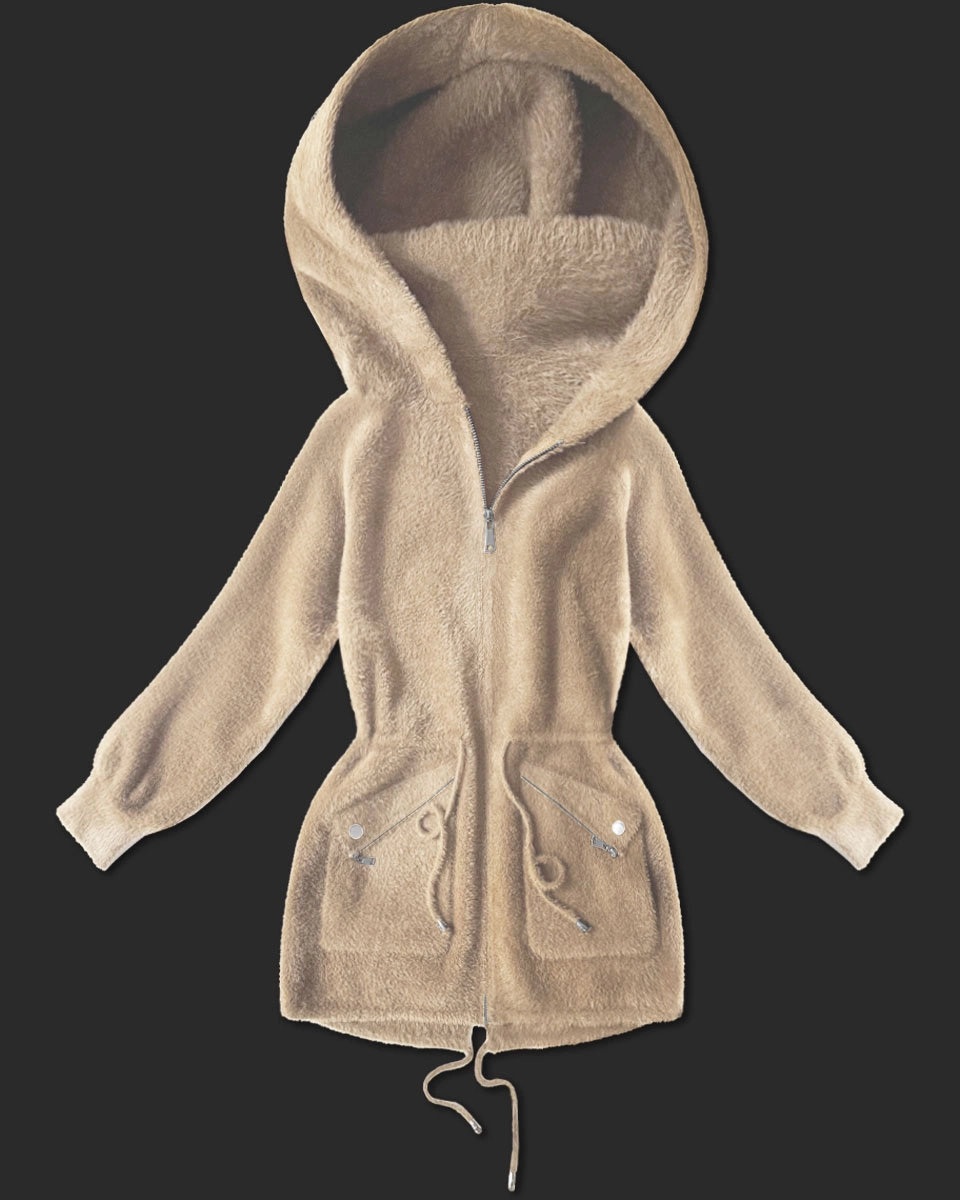 Narzutka alpaka z kieszeniami jasny beżowy (W010#)