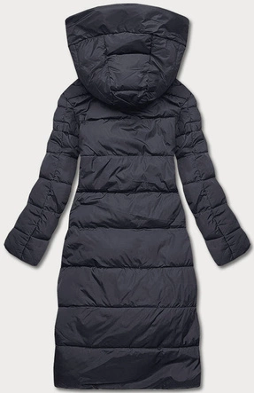Długa zimowa kurtka damska granatowa (2m-033)