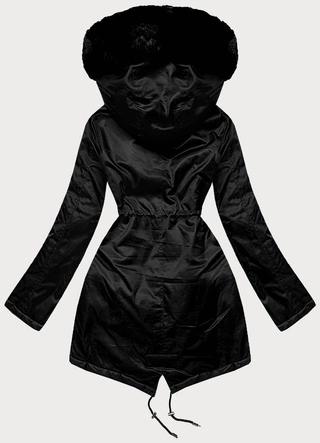 Parka damska z futerkiem czarna (5m762-392)