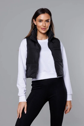 Krótka kamizelka ze stójką czarna (16M9079-392)