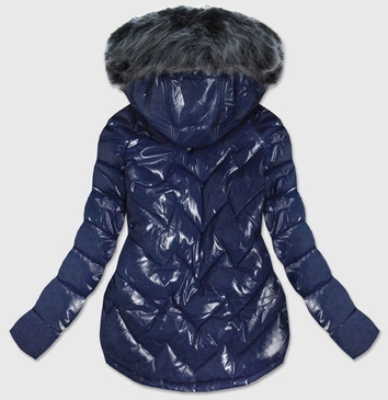 PIKOWANA DAMSKA KURTKA ZIMOWA GRANATOWA (B9540)