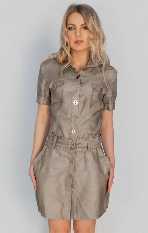 SUKIENKA MINI Z LNU BEŻOWA (2829)