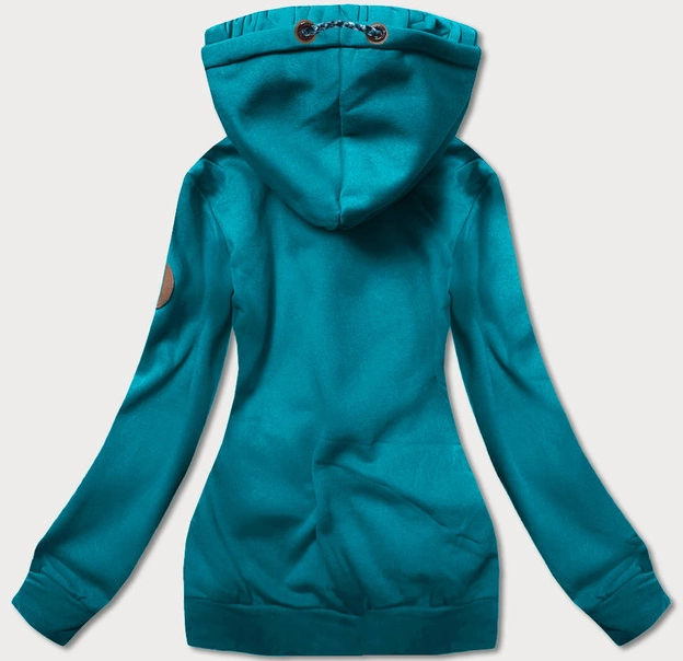 Bluza damska z ozdobnym kapturem turkusowa (AMG725-2)
