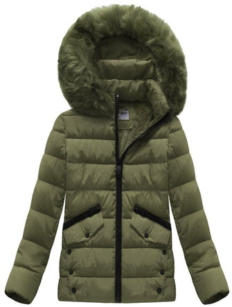 PIKOWANA KURTKA Z KAPTUREM KHAKI (B3570)