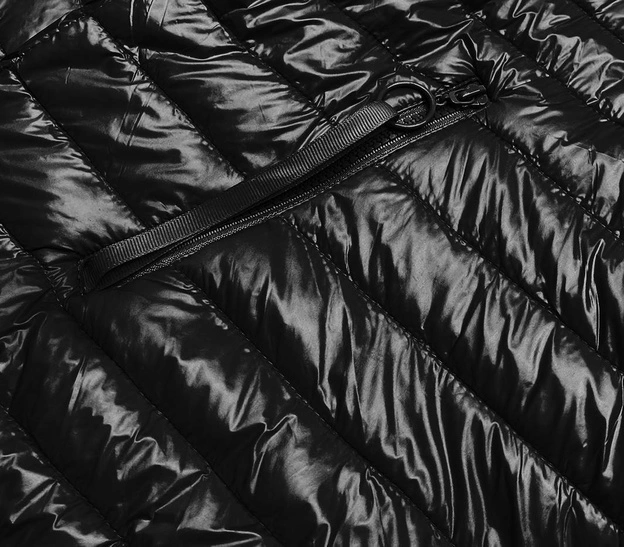 Asymetryczna kurtka damska z kapturem czarna (pc-6106-1)