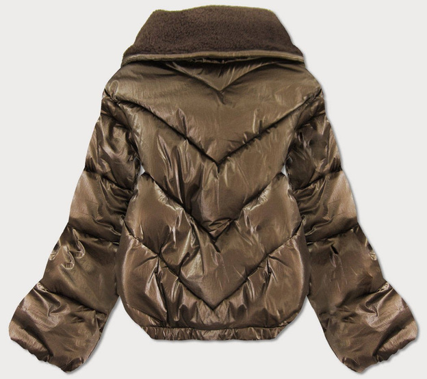 KRÓTKA KURTKA OVERSIZE Z SZEROKIMI RĘKAWAMI BRĄZOWA (J9-016)
