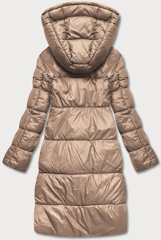 DŁUGA DWUSTRONNA KURTKA ZIMOWA CAMEL/BRĄZ (L22-9852-301/300)