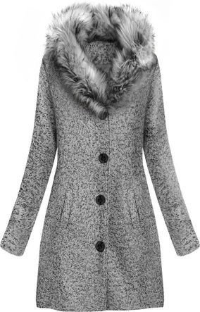 KRÓTKI PŁASZCZ ZIMOWY ZE STÓJKĄ JASNOSZARY (536/2ART)