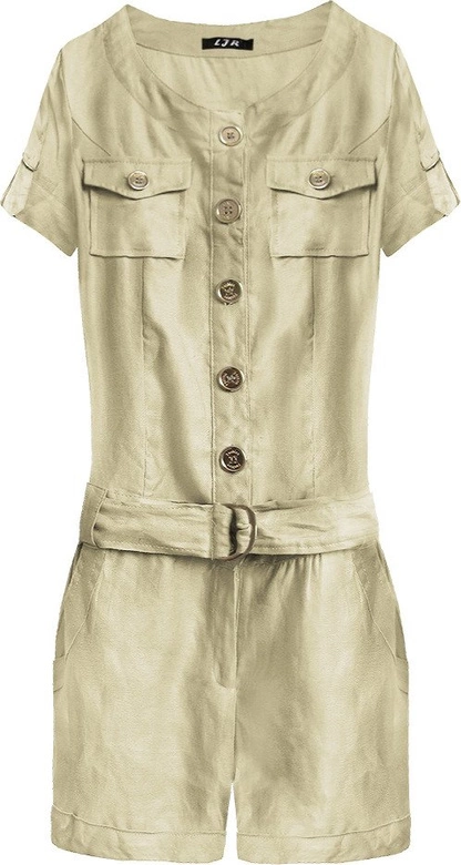 KRÓTKI KOMBINEZON Z LNU I BAWEŁNY BEŻOWY (X1603X)