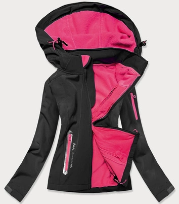 DAMSKA KURTKA TREKKINGOWA CZARNO-RÓŻOWA (HH029)