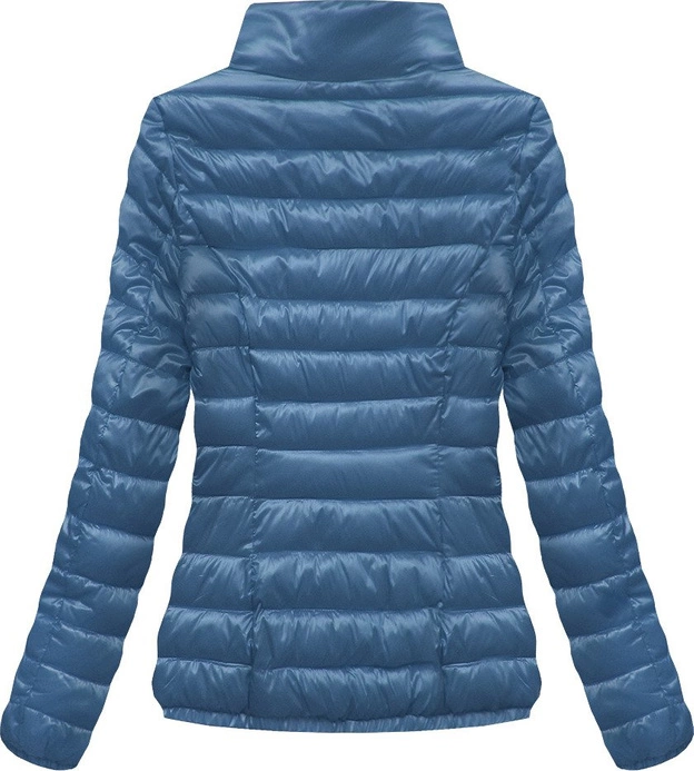 BŁYSZCZĄCA KURTKA ZE STÓJKĄ NIEBIESKA (B2673)