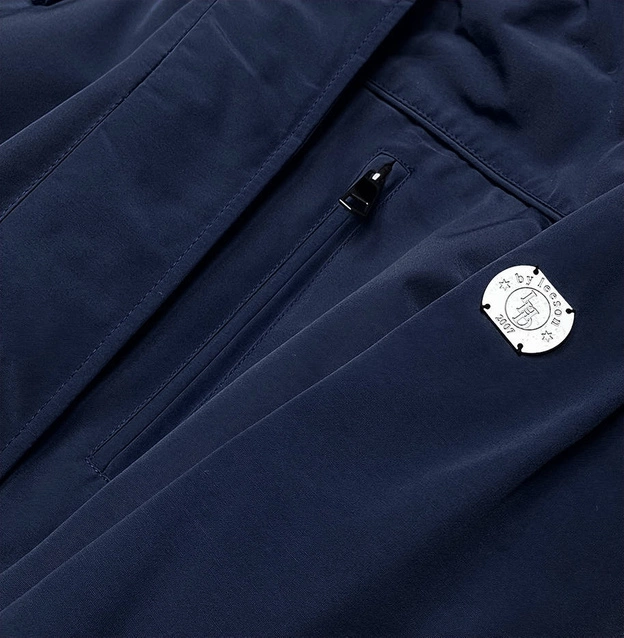 Parka damska z futrzaną podszewką granatowa (m-21207)