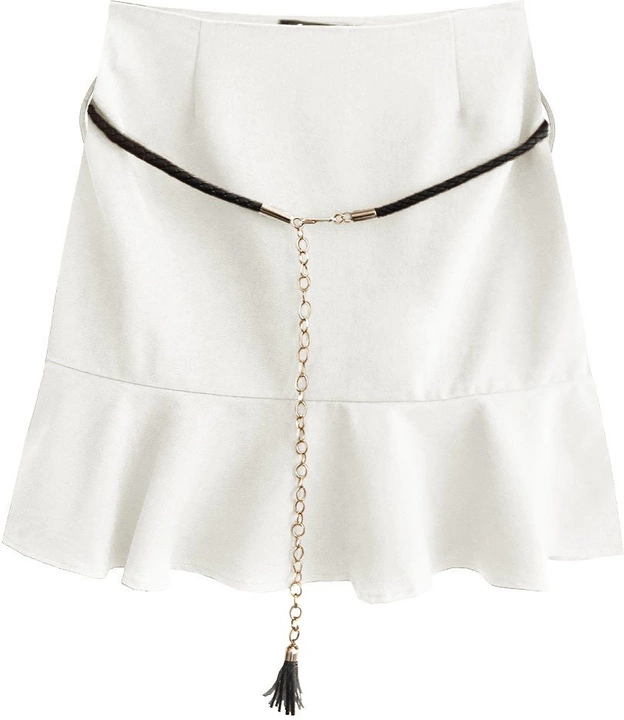 KRÓTKA SPÓDNICA Z FALBANĄ ECRU (6158/1)