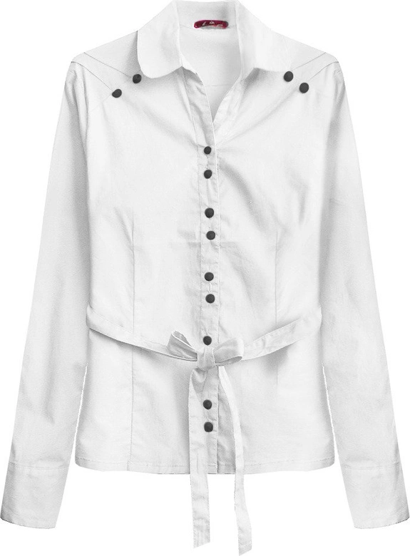 BAWEŁNIANA KOSZULA Z PASKIEM BIAŁA (1017)