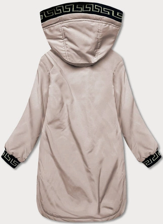 Kurtka damska z ozdobną lamówką jasnobeżowa (B8150-51)
