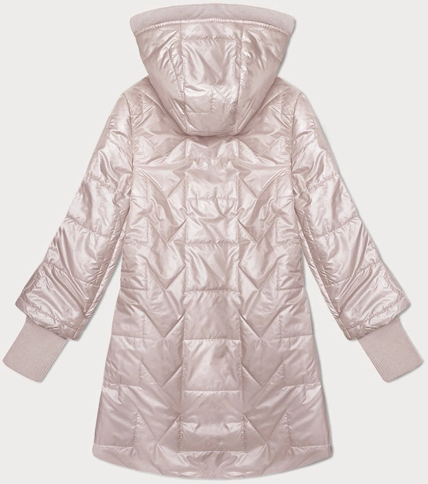 Pikowana kurtka z ozdobnymi ściągaczami S'West perłowy różowy (B8345-51)