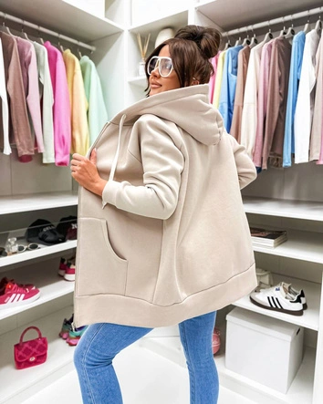 Gruba rozpinana bluza damska Goodlookin beżowa (551)